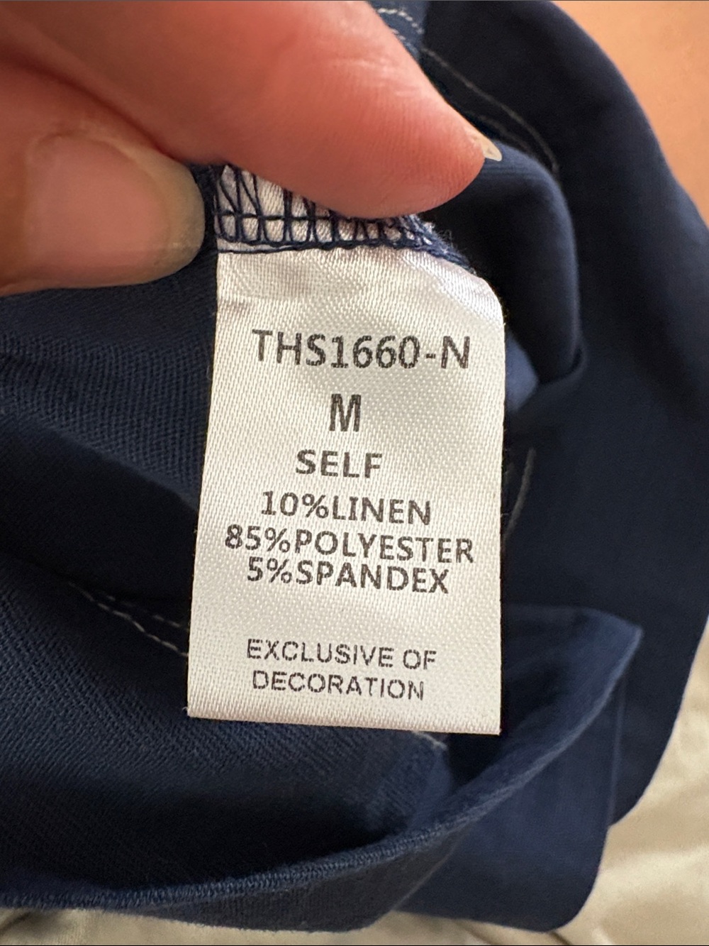 THLM Navy V-Neck Stitch-Trim Top - Picture 3 of 5